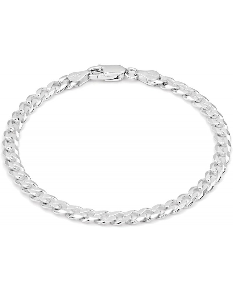 Solid Sterling Silver 925 Curb Link Chain Bracelet for Women and Girls - Fine 4.5mm Bracelet 7" - 9" Length - Made in Italy 8...