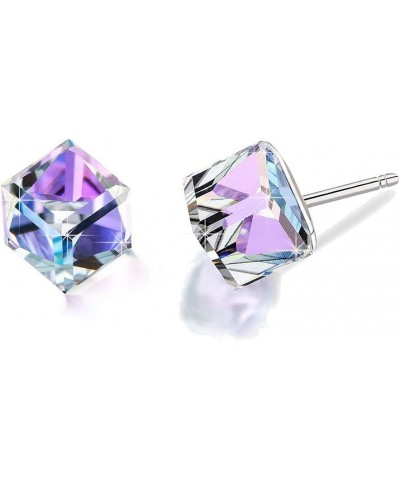 Cube Austrian Crystal Drop Stud Earrings for Women Fashion S925 Sterling Silver Hypoallergenic Jewelry Vitrail Light $12.75 E...