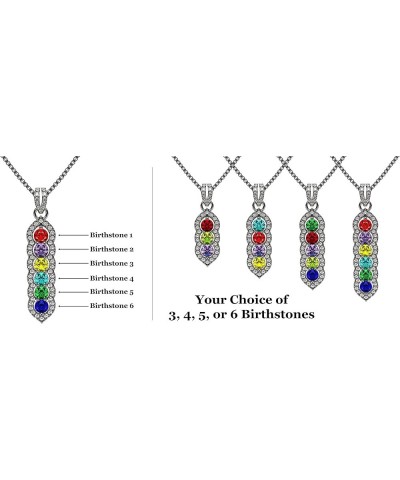 Halo Tower Mothers Birthstone Necklace w/ 3-6 Simulated Gemstones in Silver, 10K, or 14K Gold for Women Rose Gold - 14K $38.2...