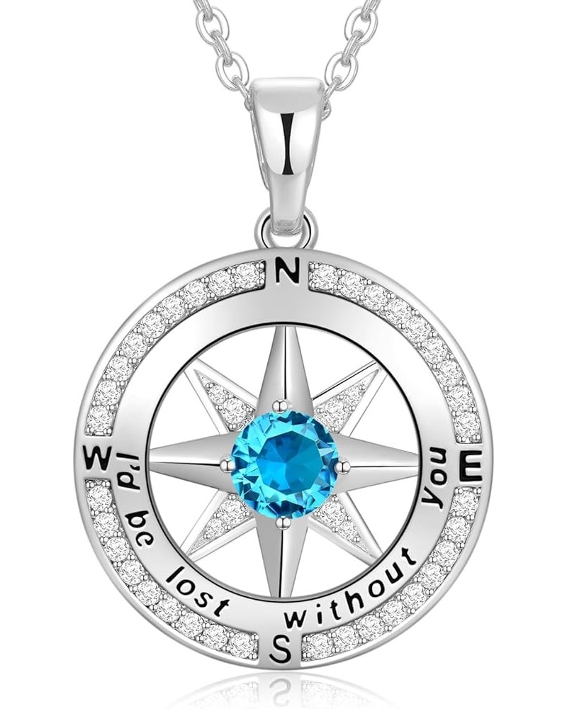 Necklace for Women Wife Compass Birthstone Jewelry Birthday Anniversary Ideas for Her Girlfriend Romantic Love Gift on Christ...