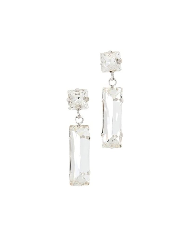 Rectangle Crystal Drop Clip Earring (Silver-Tone Clip) $35.70 Earrings