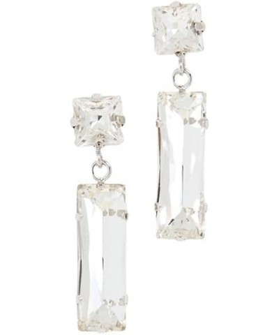 Rectangle Crystal Drop Clip Earring (Silver-Tone Clip) $35.70 Earrings