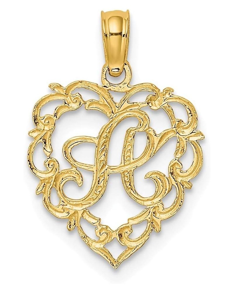 14k Gold a Script Letter Name Personalized Monogram Initial In Love Heart Pendant Necklace Measures 17.3x12.57mm Wide 0.6mm T...