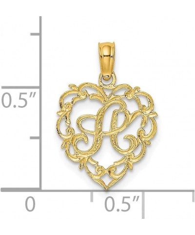 14k Gold a Script Letter Name Personalized Monogram Initial In Love Heart Pendant Necklace Measures 17.3x12.57mm Wide 0.6mm T...