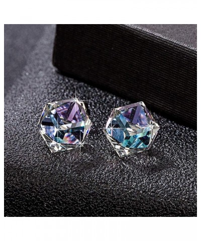 Cube Austrian Crystal Drop Stud Earrings for Women Fashion S925 Sterling Silver Hypoallergenic Jewelry Vitrail Light $12.75 E...