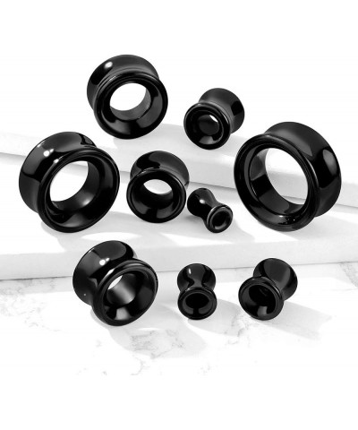 soscene Ear gauges ear plugs Black Obsidian Hollow Tunnels Organic Stone Double Saddle Ear Plugs 22mm-7/8 Inch $10.61 Others