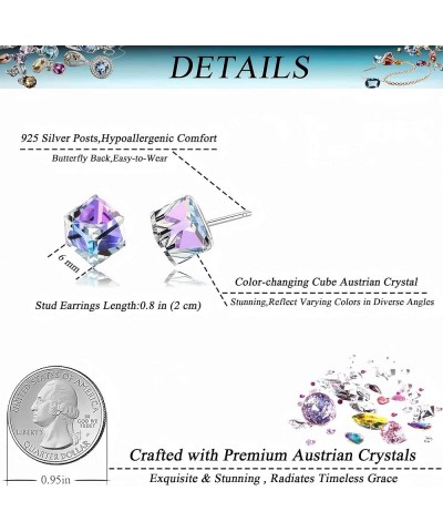 Cube Austrian Crystal Drop Stud Earrings for Women Fashion S925 Sterling Silver Hypoallergenic Jewelry Vitrail Light $12.75 E...