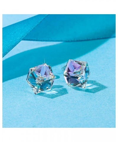 Cube Austrian Crystal Drop Stud Earrings for Women Fashion S925 Sterling Silver Hypoallergenic Jewelry Vitrail Light $12.75 E...