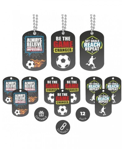 Soccer Dogtag Necklaces | Motivational Be The Game Changer | 12 Pack | Encouraging Gift for Students, Teams, Players, and Emp...