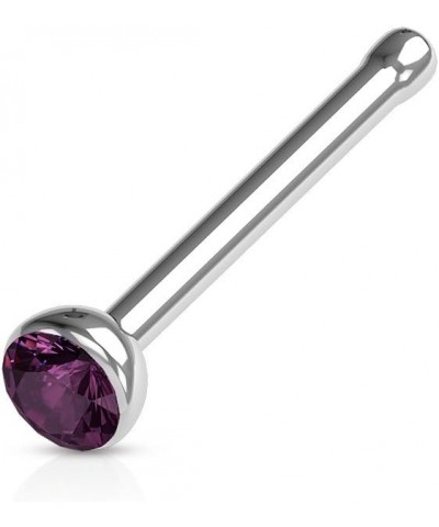 20 Gauge Half Ball Top Gem Set Nose Stud 316L Surgical Steel (CHOOSE COLOR) Purple $6.63 Body Jewelry