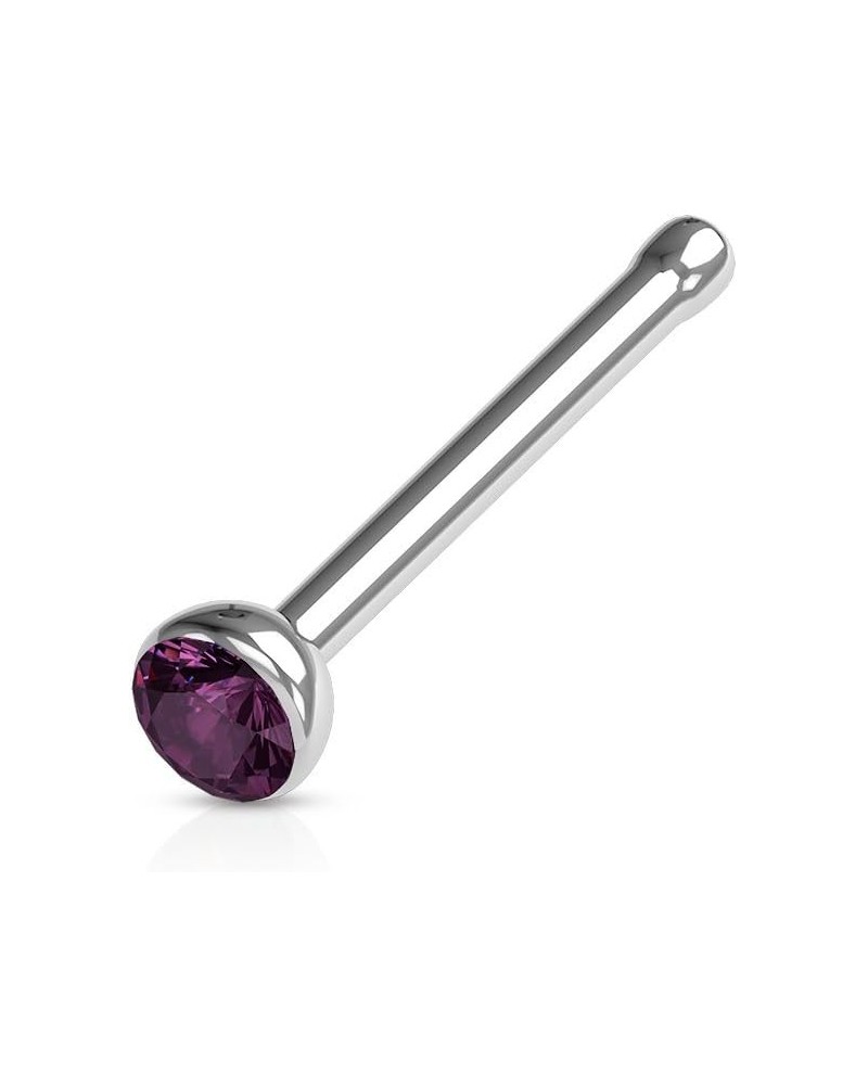 20 Gauge Half Ball Top Gem Set Nose Stud 316L Surgical Steel (CHOOSE COLOR) Purple $6.63 Body Jewelry