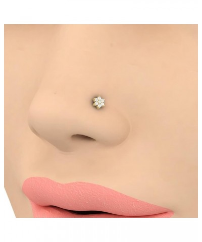 0.04 Carat 7-Stone Cluster Diamond Nose Pin Stud in 14K Gold (SI1-SI2 Clarity) Yellow Gold $40.85 Body Jewelry