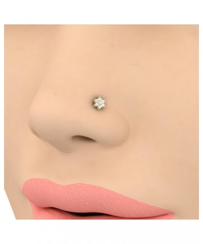 0.04 Carat 7-Stone Cluster Diamond Nose Pin Stud in 14K Gold (SI1-SI2 Clarity) Yellow Gold $40.85 Body Jewelry