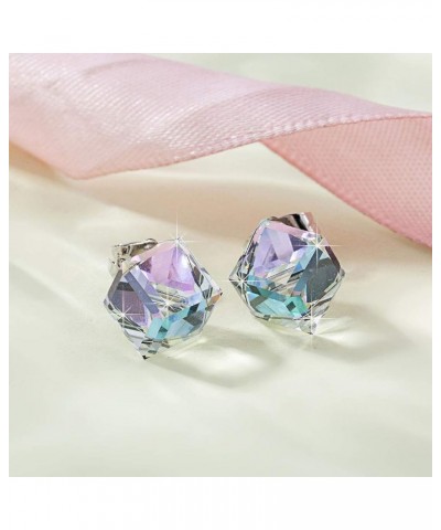 Cube Austrian Crystal Drop Stud Earrings for Women Fashion S925 Sterling Silver Hypoallergenic Jewelry Vitrail Light $12.75 E...