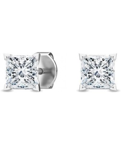 1-5 Carat (ctw) White Gold Princess Cut LAB GROWN Diamond Solitaire Earrings (Color D-E Clarity VS1-VS2) Platinum 2.0 carats ...