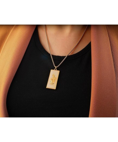 Handmade Resin Pendant Necklace with a Gold-Plated Chain! 20 inch Rectangle White $17.85 Necklaces