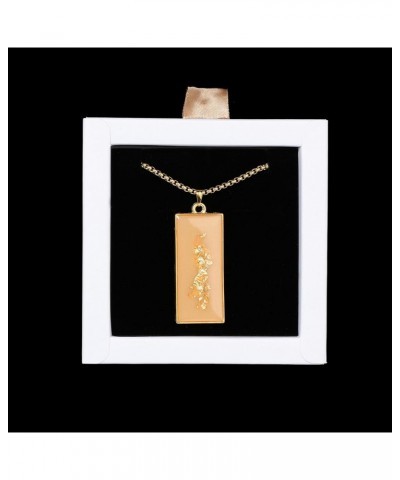 Handmade Resin Pendant Necklace with a Gold-Plated Chain! 20 inch Rectangle White $17.85 Necklaces