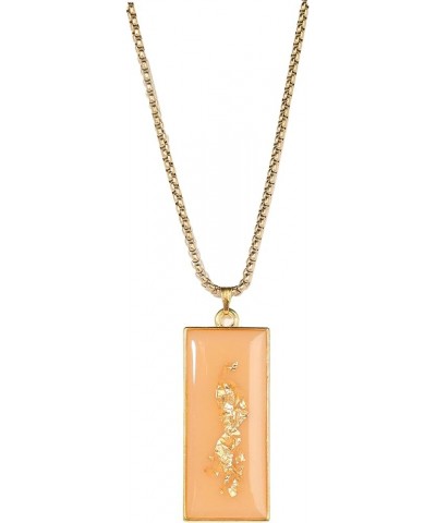 Handmade Resin Pendant Necklace with a Gold-Plated Chain! 20 inch Rectangle White $17.85 Necklaces