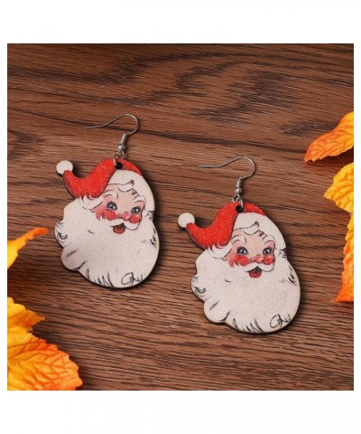 Christmas Earrings for Women Wooden Christmas Hat Earrings Cute Claus Earrings Christmas New Year Jewelry Gift A $6.35 Earrings