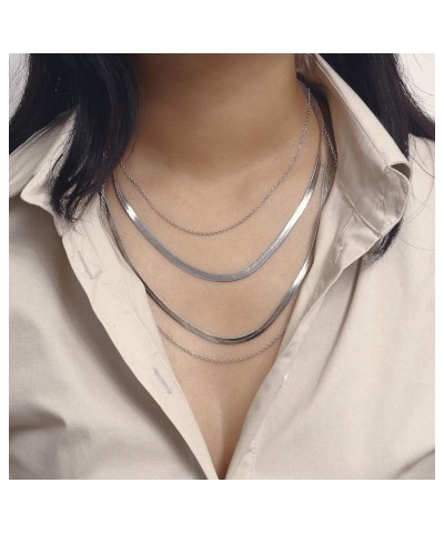 Italian Layred Flat Herringbone Chain Choker Necklace Snake Magic Necklace Prom Party Festival Accessories for Women and Girl...