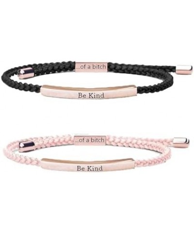 Be Kind of a Bitch Bracelet, Adjustable Hand Braided Wrap Bracelet for Women Jewelry Gifts Bracelet Rose Gold Pink+Black $9.7...