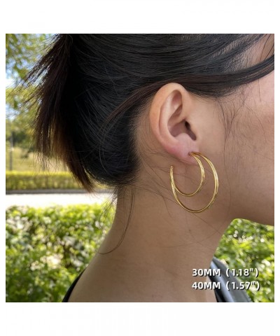 Gold Hoop Earrings for Women,18k Plated Gold Lightweight Thin Hoop Earrings 20mm/30mm/40mm Gold $7.50 Earrings