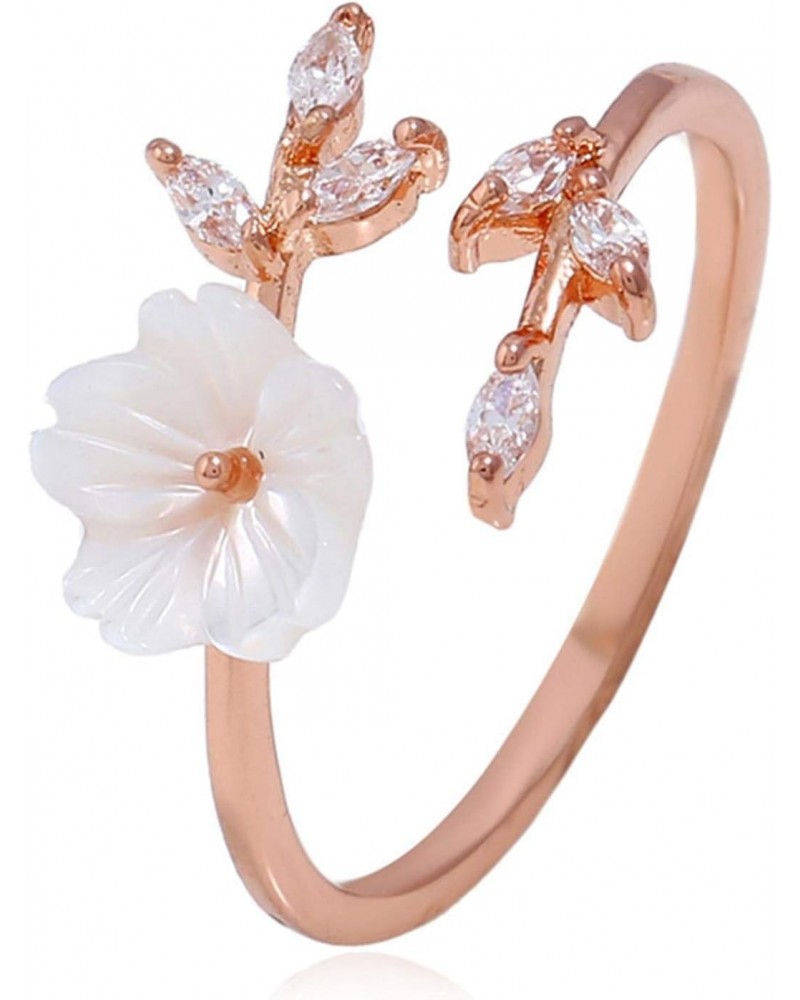 Journey studio Branch Flower Ring Adjustable Artificial Crystal Leaves Ring Open Finger Ring for Women $4.05 Rings