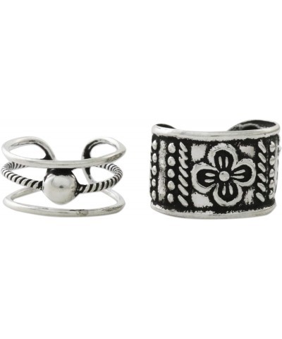 Handmade .925 Sterling Silver Ear Cuffs Floral Rope Motif No Stone Thailand 'Cool Charm' $20.64 Earrings