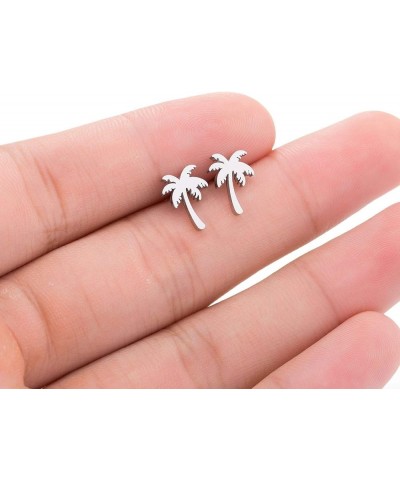 Stainless Steel Tiny Beach Palm Tree Stud Earrings Summer Vacation Jewelry 3 pairs set $7.97 Earrings