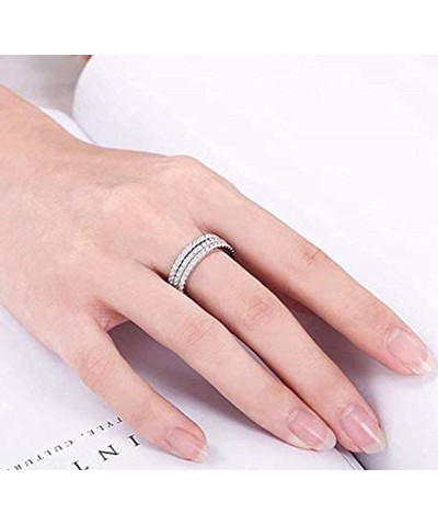 925 Sterling Silver Wedding Band Cubic Zirconia Crystal Half Eternity Stackable Engagement Ring (7) 8 $10.06 Rings