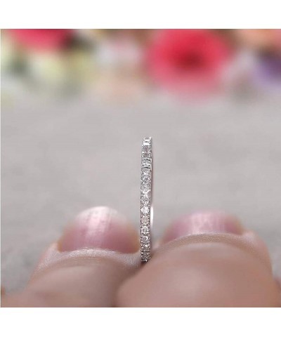 925 Sterling Silver Wedding Band Cubic Zirconia Crystal Half Eternity Stackable Engagement Ring (7) 8 $10.06 Rings