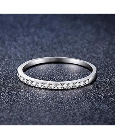 925 Sterling Silver Wedding Band Cubic Zirconia Crystal Half Eternity Stackable Engagement Ring (7) 8 $10.06 Rings