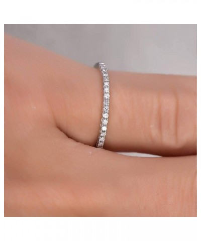 925 Sterling Silver Wedding Band Cubic Zirconia Crystal Half Eternity Stackable Engagement Ring (7) 8 $10.06 Rings