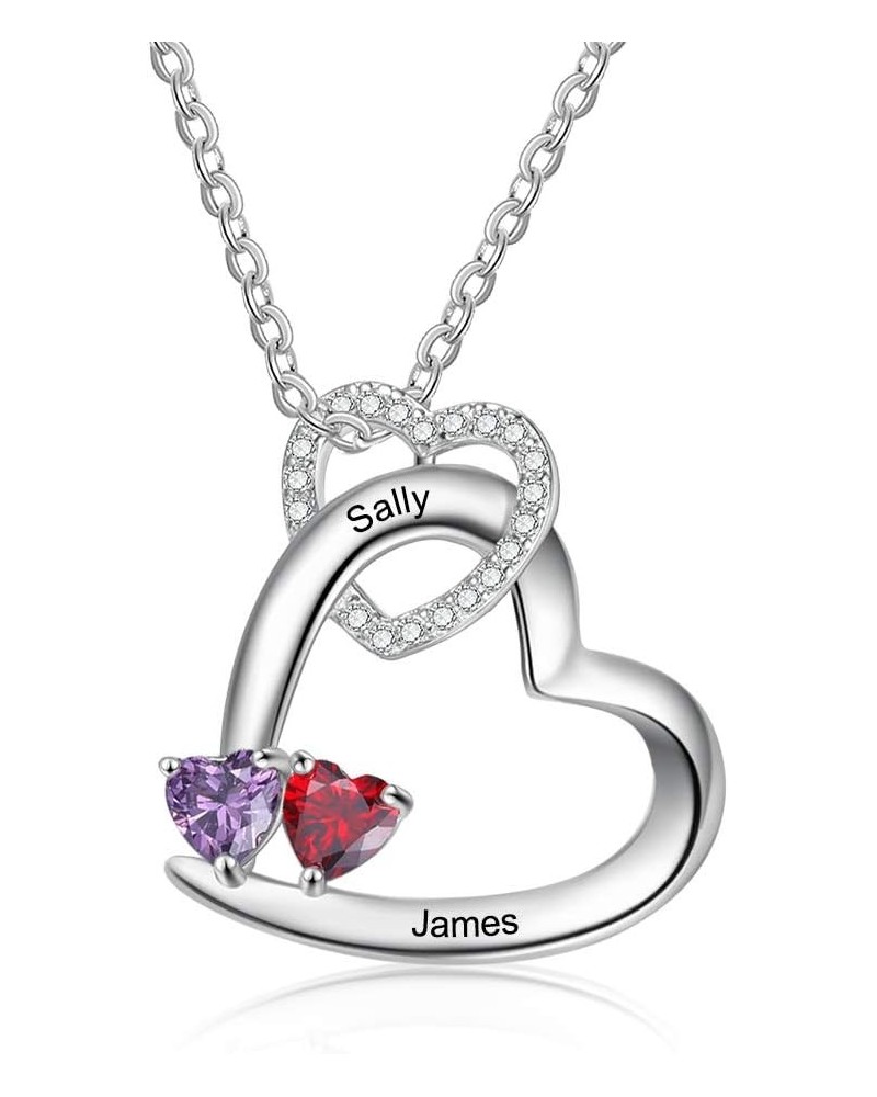 Personalized Names Heart Necklace with Simulated Birthstone Pendant Necklace for Women Mother Girls Style 3 $14.99 Necklaces