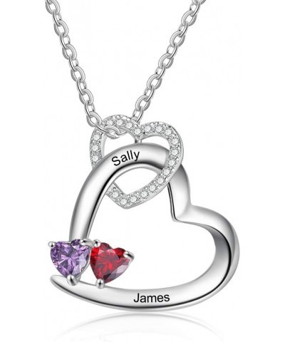 Personalized Names Heart Necklace with Simulated Birthstone Pendant Necklace for Women Mother Girls Style 3 $14.99 Necklaces