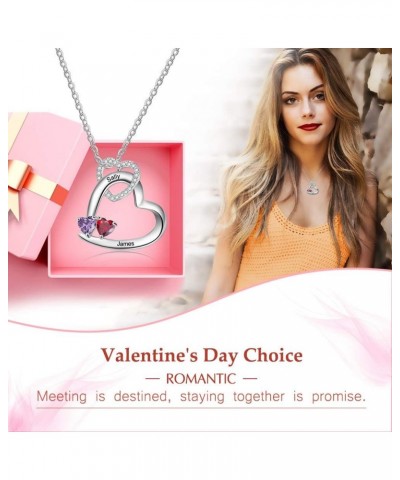 Personalized Names Heart Necklace with Simulated Birthstone Pendant Necklace for Women Mother Girls Style 3 $14.99 Necklaces