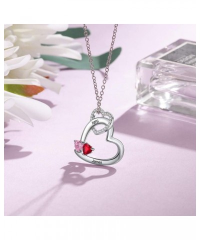 Personalized Names Heart Necklace with Simulated Birthstone Pendant Necklace for Women Mother Girls Style 3 $14.99 Necklaces