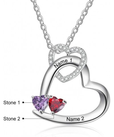 Personalized Names Heart Necklace with Simulated Birthstone Pendant Necklace for Women Mother Girls Style 3 $14.99 Necklaces