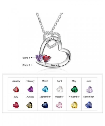 Personalized Names Heart Necklace with Simulated Birthstone Pendant Necklace for Women Mother Girls Style 3 $14.99 Necklaces