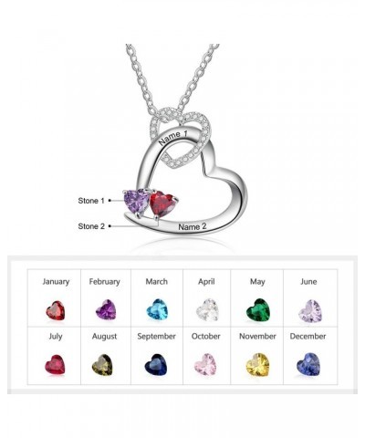 Personalized Names Heart Necklace with Simulated Birthstone Pendant Necklace for Women Mother Girls Style 3 $14.99 Necklaces