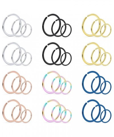 18G 20G 22G Nose Rings Hoops for Women Men 316L Stainless Surgical Steel Lip Septum Rings Helix Tragus Cartilage Earring Hoop...