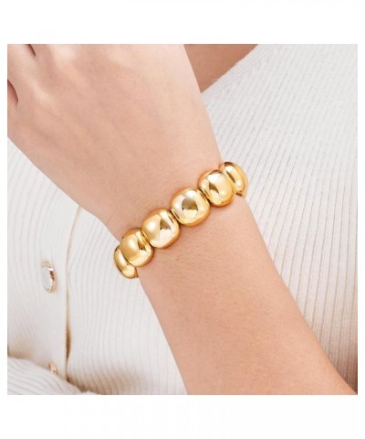 Gold Bangle Bracelets for Women Chain Hinge Cuff Bangles Fashion Chunky Elastic Bracelet for Teen Gifts for Her Gold Elastic-...