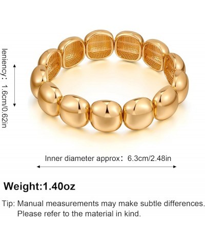 Gold Bangle Bracelets for Women Chain Hinge Cuff Bangles Fashion Chunky Elastic Bracelet for Teen Gifts for Her Gold Elastic-...