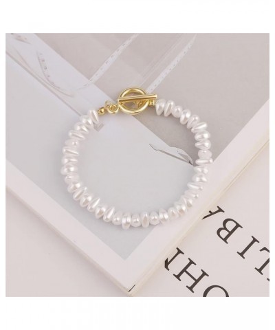 Gold Pearl Bracelets for Women Girls Link Chain Paperclip Charm Pearl OT Buckle Dainty Bracelet Jewelry Gift H 1 PC $7.13 Bra...