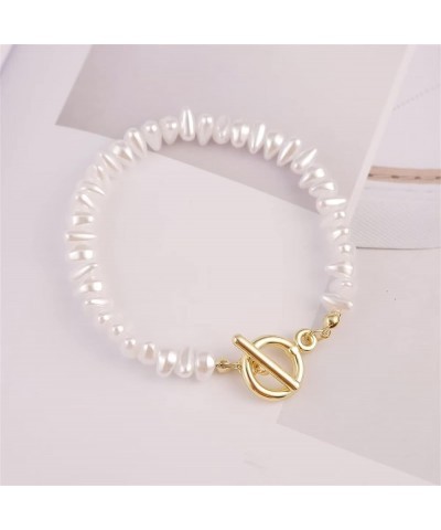 Gold Pearl Bracelets for Women Girls Link Chain Paperclip Charm Pearl OT Buckle Dainty Bracelet Jewelry Gift H 1 PC $7.13 Bra...