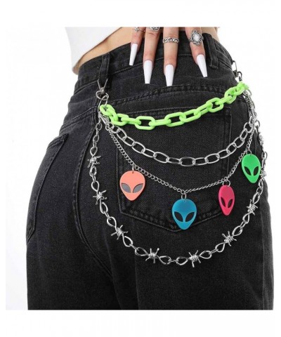 Hip Hop Pants Chain Goth Jean Chains Star Punk Pocket Chain for Women Layered Acrylic Keychains Cute Trouser Chain Rock Walle...