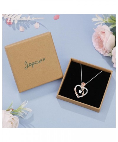 Initial Necklaces for Women Rose Heart Necklaces Gifts for Women Girls 925 Sterling Silver Letter Pendant Necklace Jewelry Mo...