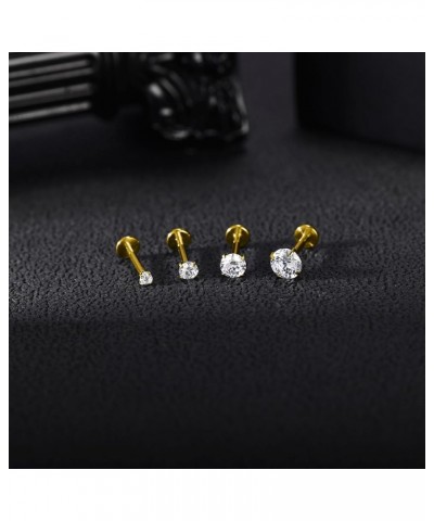 20G 18G 16G Threadless Flat Back Earrings Gold Nose Stud Tragus Helix Conch Lip Piercing Jewelry - Gold Nose Piercing for Wom...