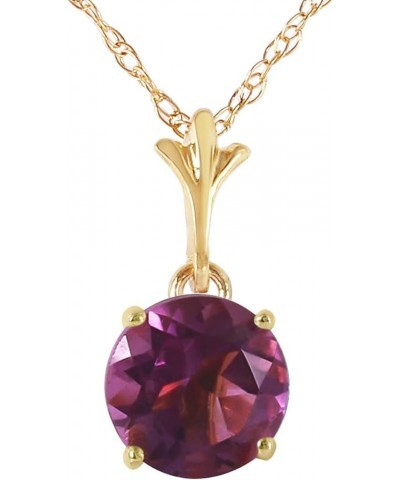 1.15 Carat 14k Solid Gold Solitaire Natural Purple Amethyst Pendant Necklace 18.0 Inches $98.01 Necklaces