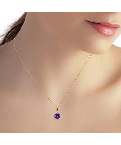 1.15 Carat 14k Solid Gold Solitaire Natural Purple Amethyst Pendant Necklace 18.0 Inches $98.01 Necklaces